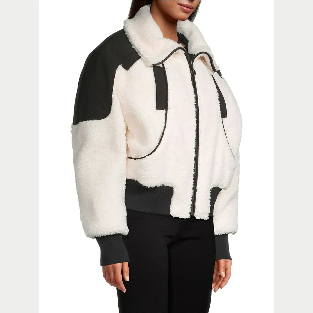 NEW Moose Knuckles Size Small Women's Sherpa Nellis Cropped Bomber - Ivory - Picture 4 of 6